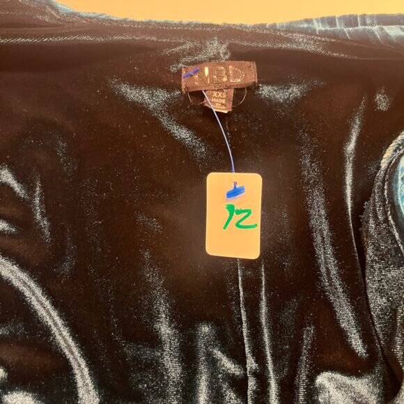 NBD Illusion Women's Teal Blue Shoulder Pad Wrap Velvet Mini Dress Size Xl - Picture 6 of 10